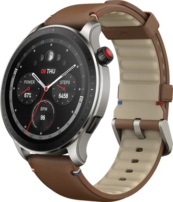 Умные часы Amazfit GTR 4 (серебристый, с коричневым кожаным ремешком) в интернет-магазине НА'СВЯЗИ