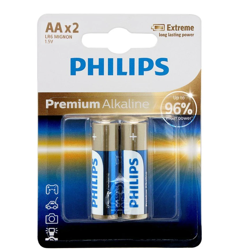 Элемент питания Philips Premium Alkaline AA 2шт. LR6M2B/97 blister