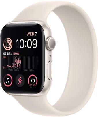 Умные часы Apple Watch SE 2 44 мм (алюминиевый корпус, звездный свет/звездный свет, силиконовый ремешок)