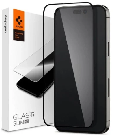 Защитное стекло Spigen Glass FC iPhone 14 Pro Max (черный)