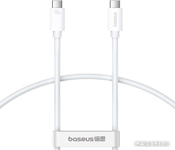 

Кабель Baseus Superior Series 2 USB4 Full-Function Fast Charging Cable 240W USB Type-C - USB Type-C (1 м, белый)