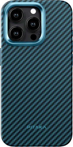 Чехол для телефона Pitaka MagEZ Case 4 для iPhone 15 Pro (1500D twill, черный/синий)