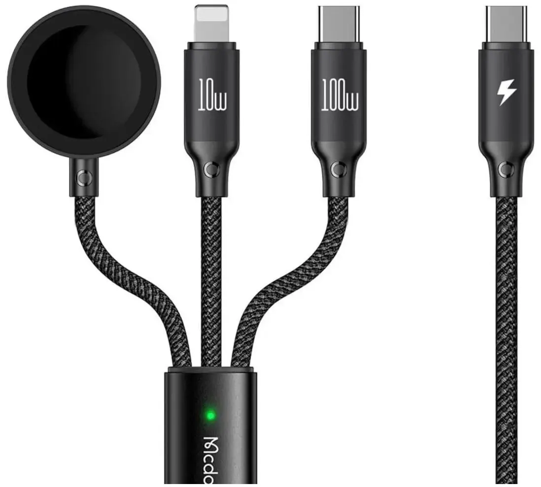 

Кабель USB-C 3 в 1 Mcdodo CA-4940 USB-C, Lightning, Apple Watch, черный