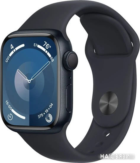 Умные часы Apple Watch Series 9 41 мм (алюминиевый корпус, полуночный/полуночный, спортивный силиконовый ремешок M/L) в интернет-магазине НА'СВЯЗИ