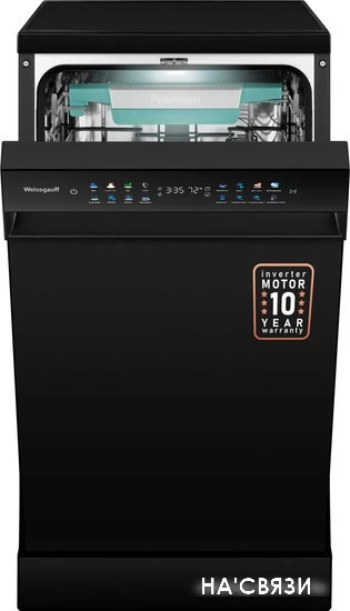 Отдельностоящая посудомоечная машина Weissgauff DW 4539 Inverter Touch AutoOpen Black