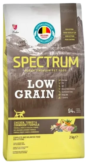 Сухой корм для кошек Spectrum Low Grain Kitten с курицей индейкой клюквой 2 кг