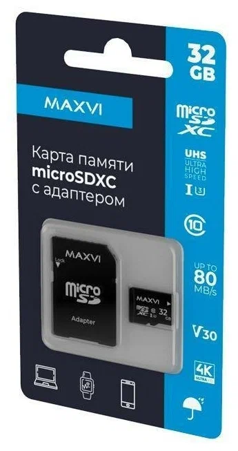КП microSDXC 32Gb с адаптером Maxvi (class 10)