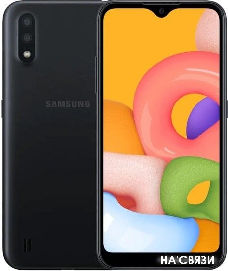 Samsung Galaxy A01 SM-A015F/DS (черный), Б/У, Отличное.