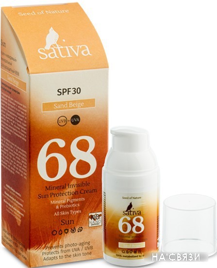 

Крем солнцезащитный Sativa Солнцезащитный крем №68 (Sand Beige) SPF30 30 мл