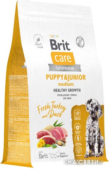 

Сухой корм для собак Brit Dog Puppy&Junior Medium Healthy Growth с индейкой и уткой 3 кг