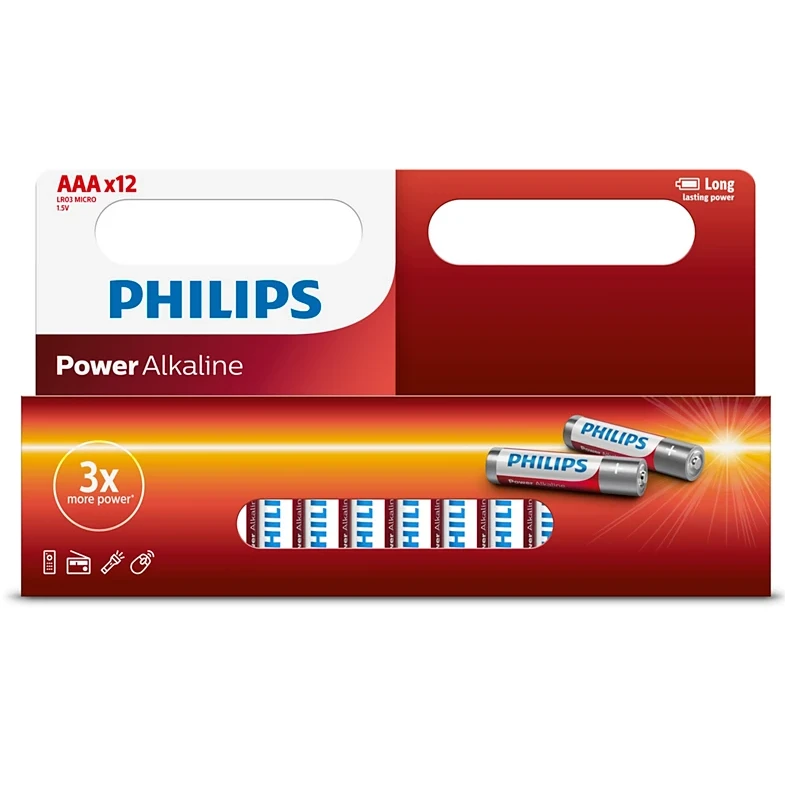 Элемент питания Philips Power Alkaline AAA 12шт. LR03P12B/97 window pack