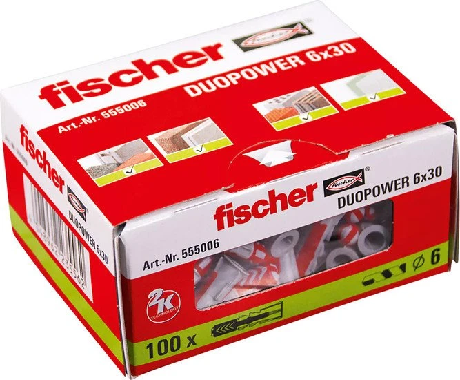 Дюбель универсальный Fischer DuoPower 6 x 30 555006 (100 шт)