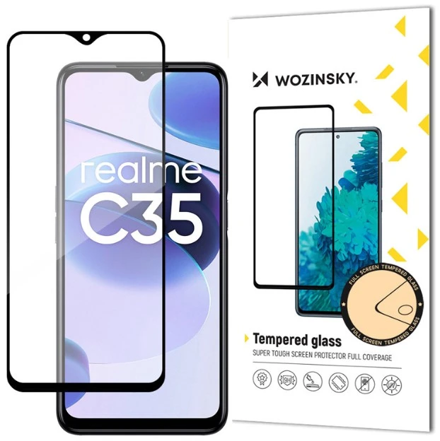 Защитное стекло Wozinsky Full Glue для Realme C35  Frame (черный)