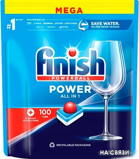 Таблетки для посудомоечной машины Finish All in 1 Powerball Power (100 шт)