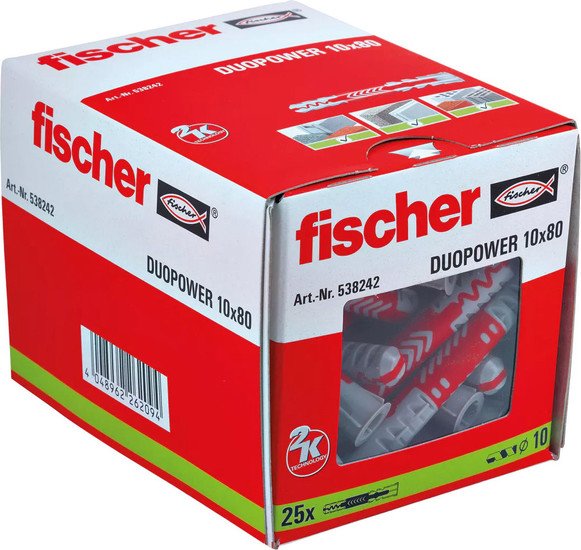 

Дюбель универсальный Fischer DuoPower 10 x 80 538242 (25 шт)