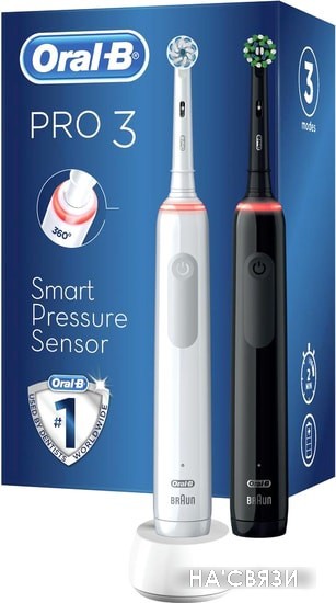 

Комплект зубных щеток Oral-B Pro 3 3500 Duo Cross Action + Sensi White D505.523.3H