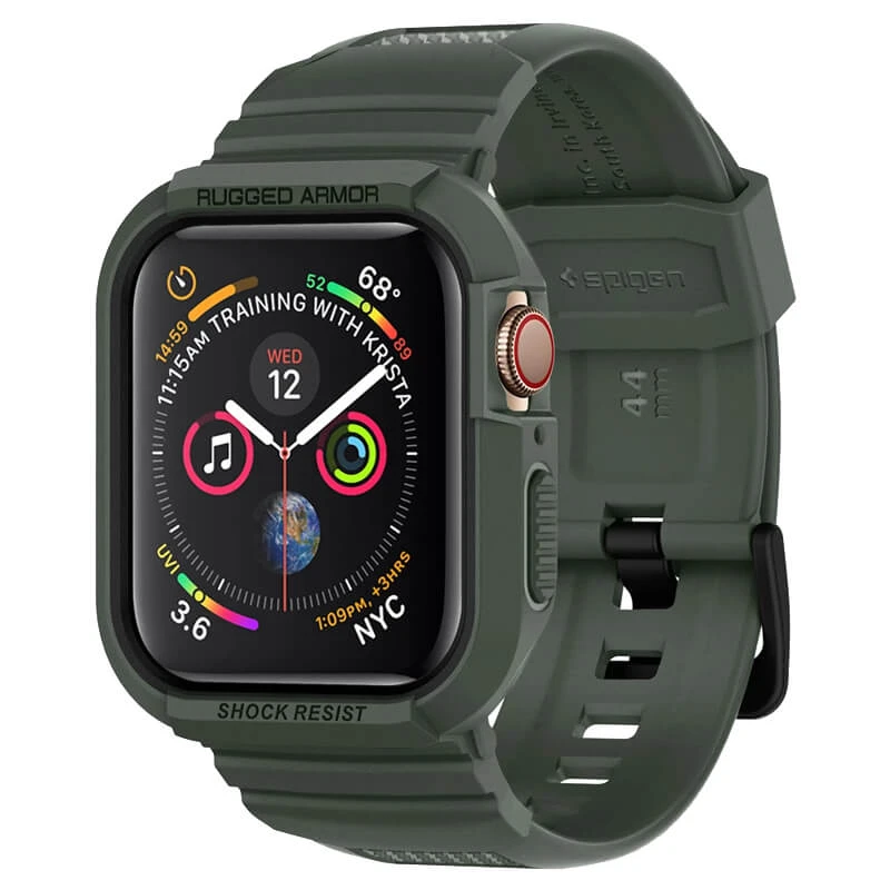 Чехол Spigen Rugged Armor Apple Watch 4/5/6/SE 44 mm, зеленый