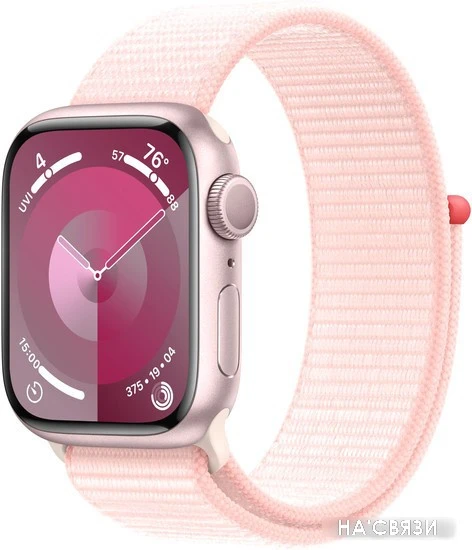 Умные часы Apple Watch Series 9 41 мм (алюминиевый корпус, розовый/розовый, нейлоновый ремешок) в интернет-магазине НА'СВЯЗИ