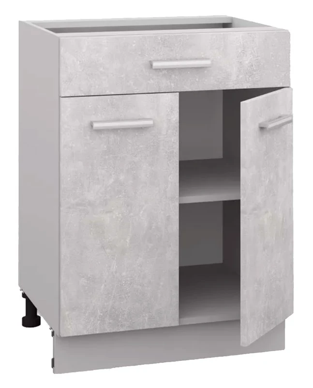 Шкаф нижний с ящиком и полкой без столешницы СпадарДрэва COMBI НШ60р1Ш (серый бетон)