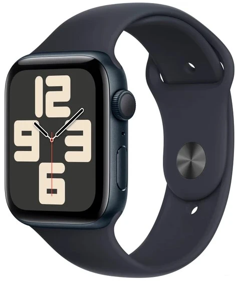 Умные часы Apple Watch SE 2 44 мм (алюминиевый корпус, полуночный/полуночный, спортивный силиконовый ремешок M/L)