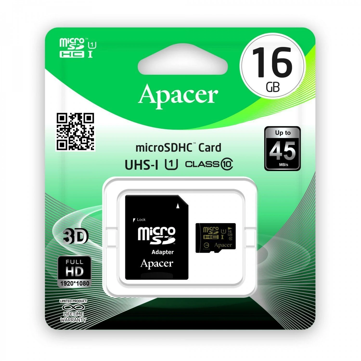 КП microSDHC 16GB Class 10 Apacer AP16GMCSH10U1-R