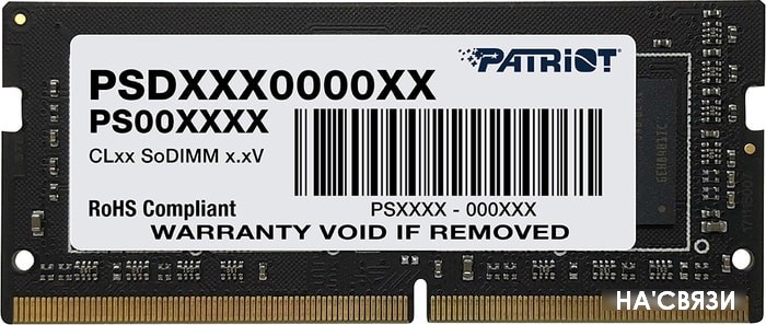 

Оперативная память Patriot Signature Line 8GB DDR4 SODIMM PC4-25600 PSD48G320081S