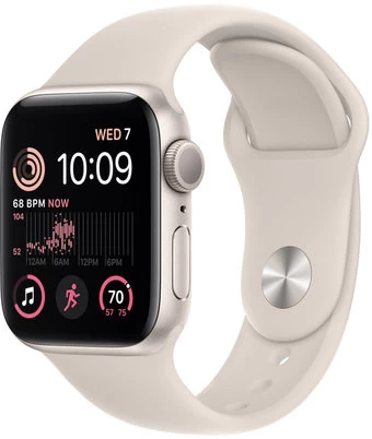 Умные часы Apple Watch SE 2 40 мм (алюминиевый корпус, звездный свет/звездный свет, спортивный силиконовый ремешок)