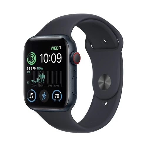 Умные часы Apple Watch SE 2 44 мм (алюминиевый корпус, полуночный/полуночный, спортивный силиконовый ремешок M/L) в интернет-магазине НА'СВЯЗИ