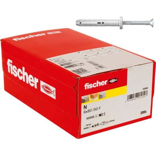 Дюбель-гвоздь Fischer N 6 x 80/50 F 513845 (200 шт)