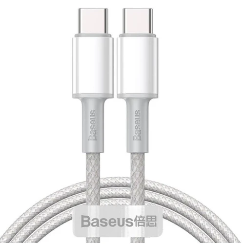 Кабель Baseus High Density Braided Fast Charging Data Cable Type-C to Type-C 100W, 1m (белый)