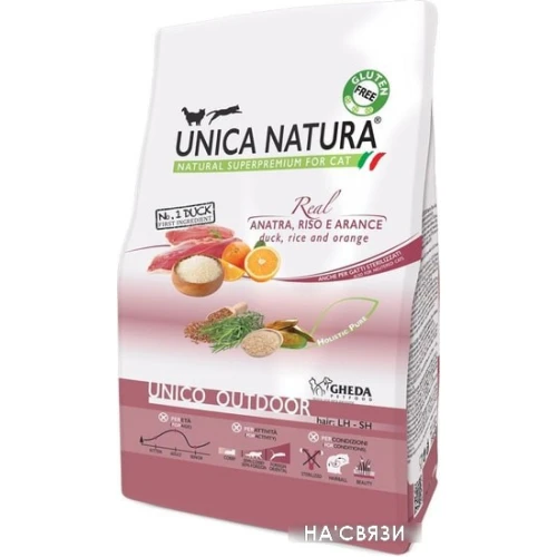 Сухой корм для кошек Unica Natura Unico Outdoor с уткой, рисом и апельсином 1.5 кг