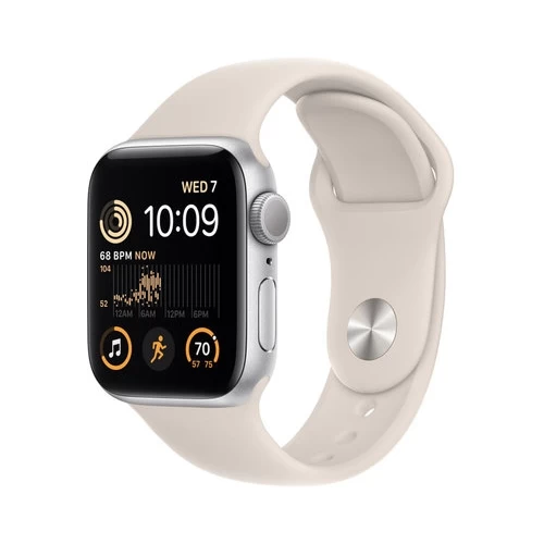 Умные часы Apple Watch SE 2 40 мм (алюминиевый корпус, серебристый/звездный свет, спортивный силиконовый ремешок)