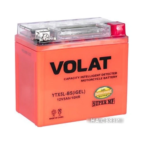 Мотоциклетный аккумулятор VOLAT YTX5L-BS(iGEL) (5 А·ч)