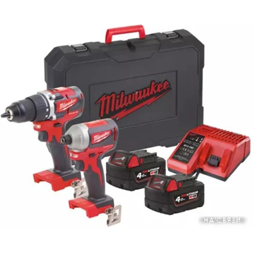 Milwaukee M18 CBLPP2B-402C 4933464593 (шуруповерт, винтоверт, 2 АКБ, кейс)