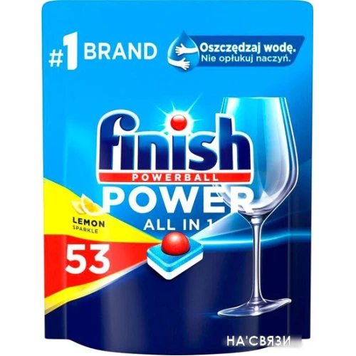 Таблетки для посудомоечной машины Finish All in 1 Powerball Power Лимон (53 шт)