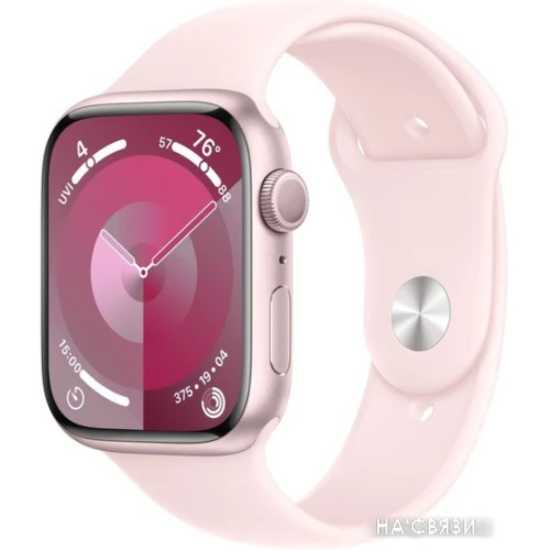 Умные часы Apple Watch Series 9 45 мм (алюминиевый корпус, розовый/розовый, спортивный силиконовый ремешок M/L) в интернет-магазине НА'СВЯЗИ