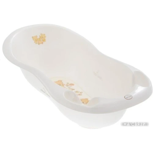 Ванночка для купания Tega со сливом и градусником Мишки (белый жемчуг) MS-005 ODPLYW-118
