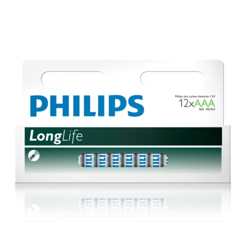 Элемент питания Philips Longlife Zinc AAA 12шт. R03L12B/97 window pack