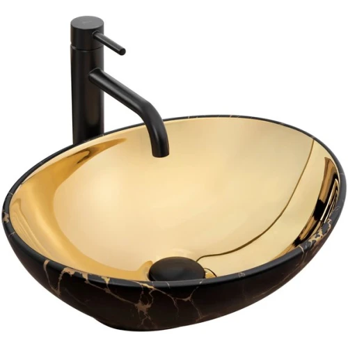 Умывальник Rea Sofia in Gold marble black U8011