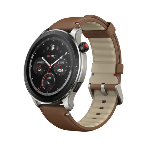 Умные часы Amazfit GTR 4 (серебристый, с коричневым кожаным ремешком) в интернет-магазине НА'СВЯЗИ