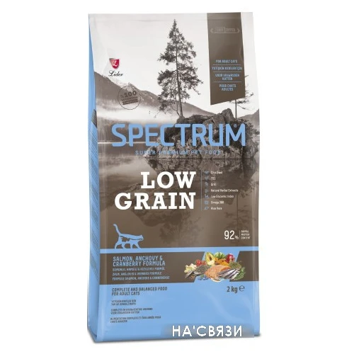 Сухой корм для кошек Spectrum Low Grain с лососем анчоусом и клюквой 2 кг