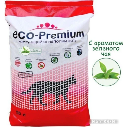 Наполнитель для туалета Eco-Premium с ароматом зеленого чая 55 л
