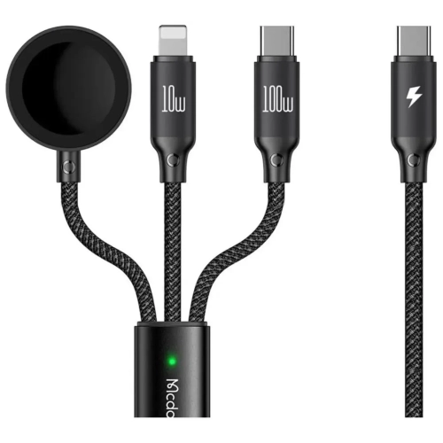 Кабель USB-C 3 в 1 Mcdodo CA-4940 USB-C, Lightning, Apple Watch, черный