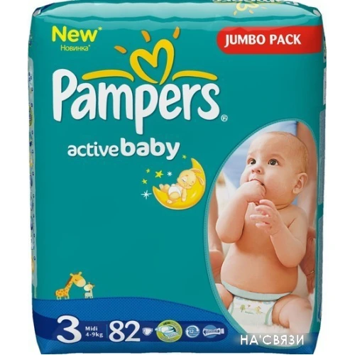 Подгузники Pampers Active Baby-Dry 3 Midi (82 шт)