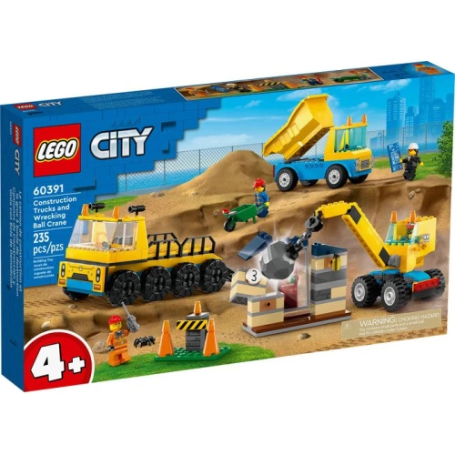 Конструктор LEGO City 60391 Строительные машины и кран с шаром для сноса