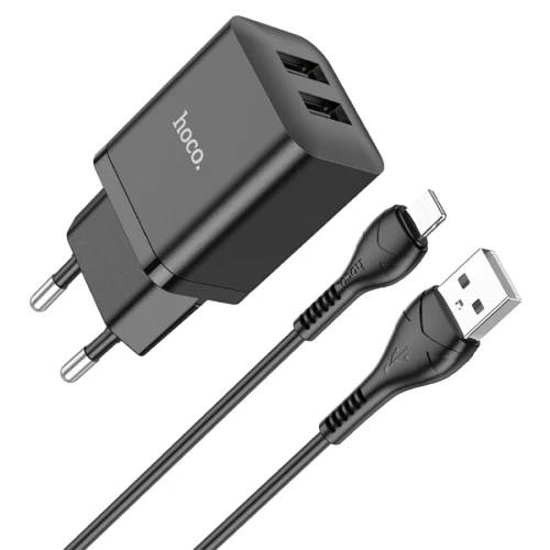 Сетевое зарядное Hoco N25 Lightning (черный)