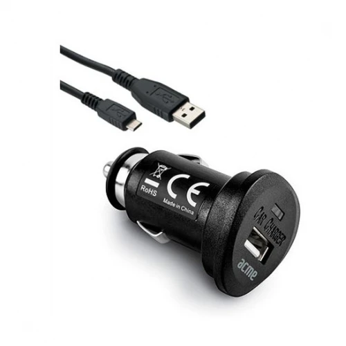 ЗУ от прикуривателя Acme CH10 Fast USB + micro USB кабель, черный