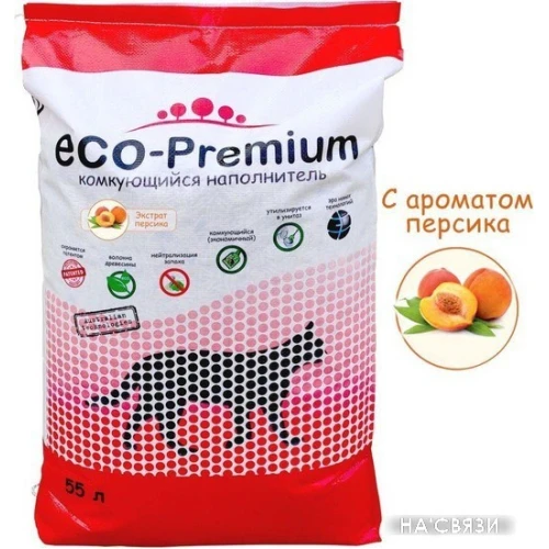 Наполнитель для туалета Eco-Premium с ароматом персика 55 л