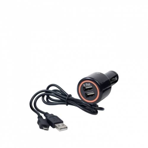 ЗУ от прикур комбо: 2 USB+ каб micro USB ток 2000 мА