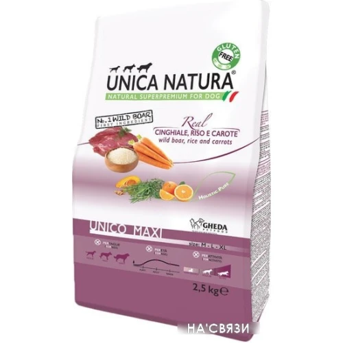 Сухой корм для собак Unica Natura Unico Maxi с диким кабаном, рисом и морковью 2.5 кг